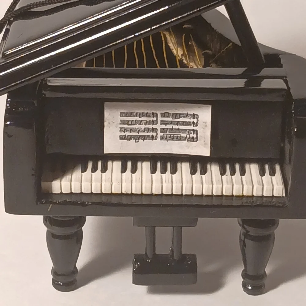 Vintage Wooden Black Realistic Grand Piano Xmas Ornaments